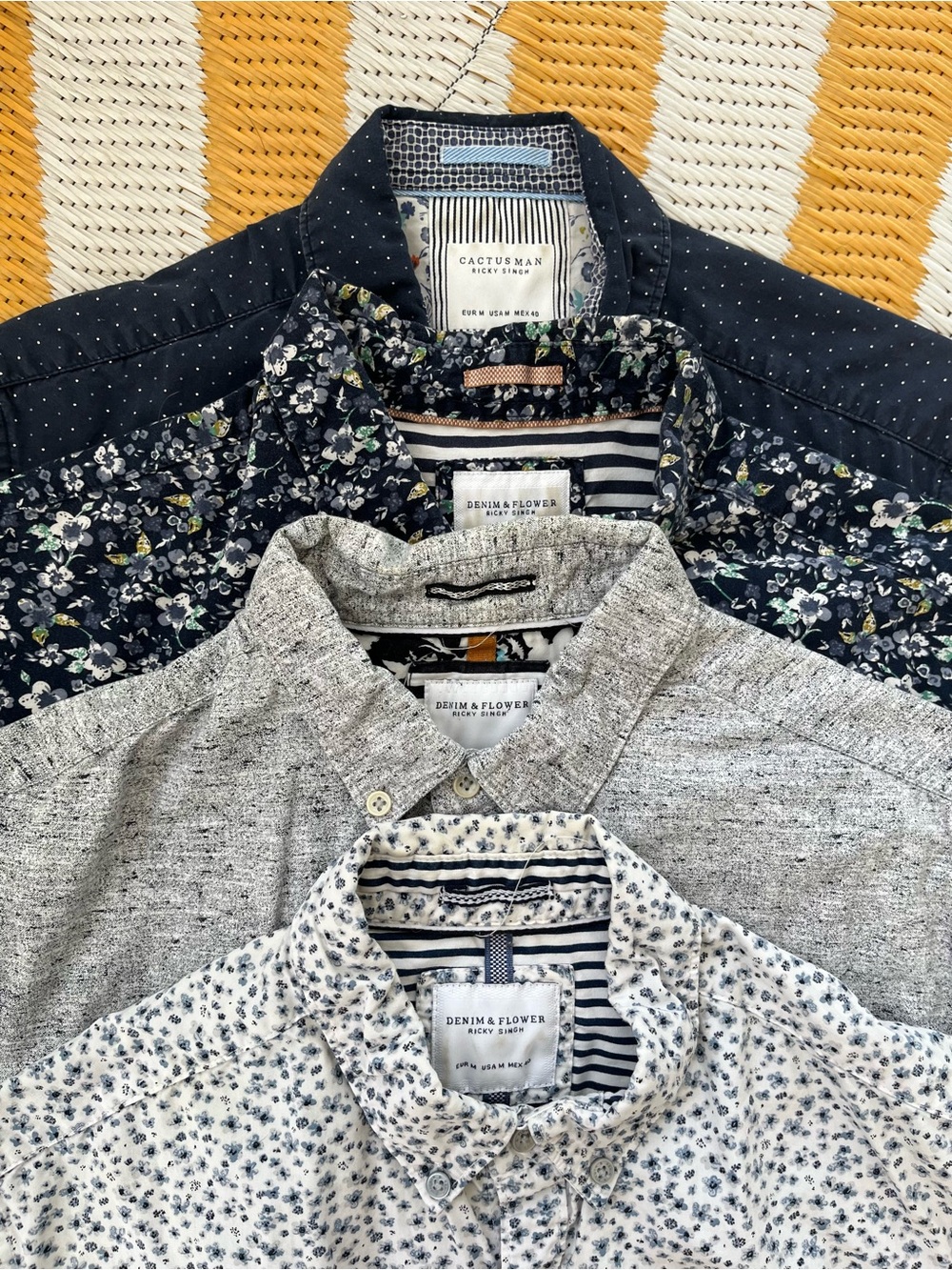 Lot of Cactusman & Denim & Flower Men's Shirt Collection - Navy, Gray, White
